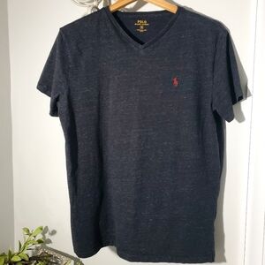 Polo by Ralph Lauren Men's Heathered Black Short Sleeve V-neck T-Shirt Size M